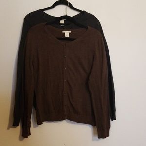 Pair of H&M Basics button front cardigans